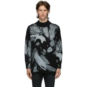 424 Black Mohair Oversized Crewneck Sweater
