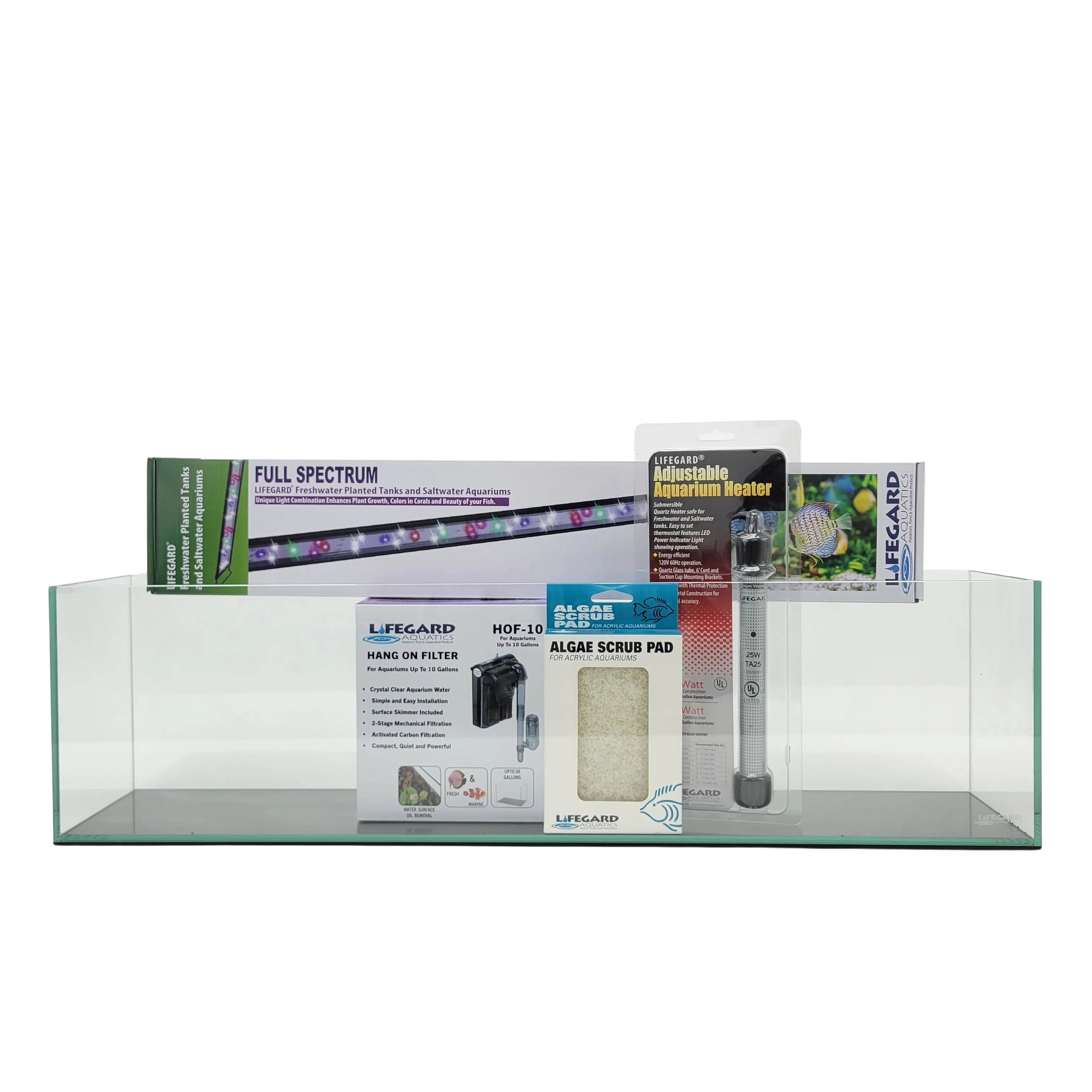 6 Gallon Ultra Low Iron Glass Bookshelf Aquarium Kit 5mm (29.92"x5.90"x7.87")
