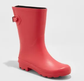 A New Day Women's Vicki Mid Calf Rain Boots Red 9