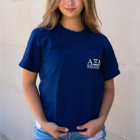 Alpha Xi Delta Block Letters Pocket T-Shirt - Navy