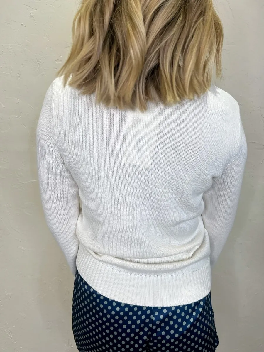 Artisan Golf Hand-Knit Sweater - White/Navy