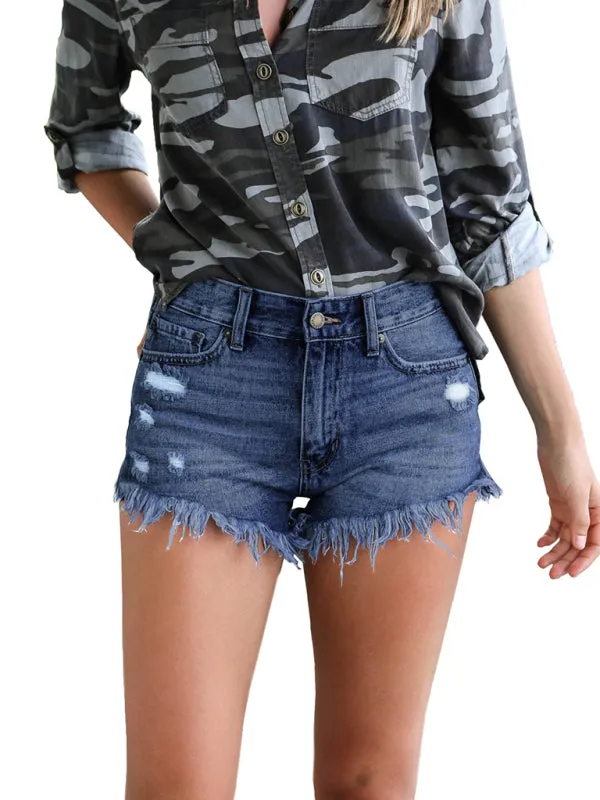 Avalynn Women's Casual Tassel High Waist Denim Shorts