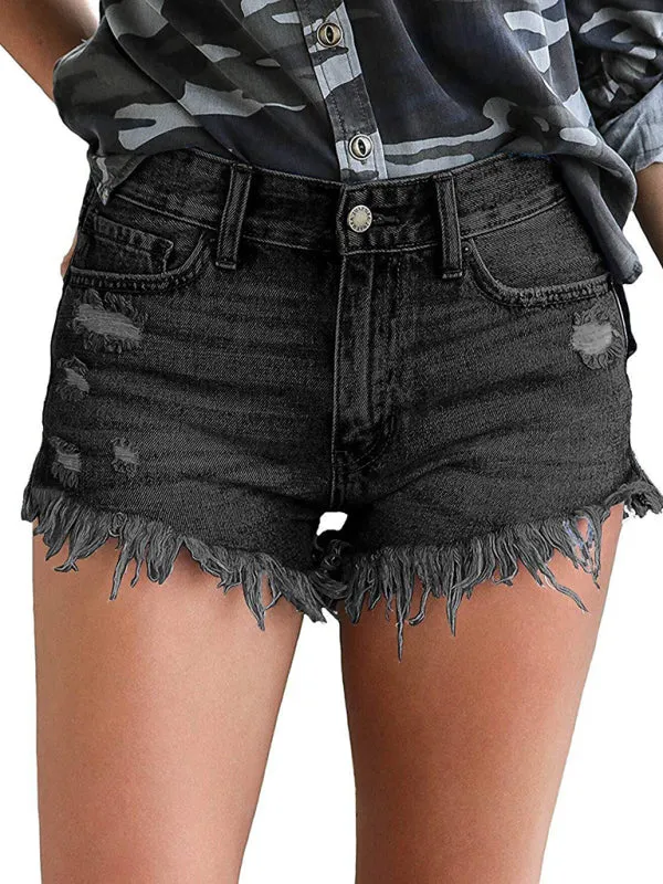 Avalynn Women's Casual Tassel High Waist Denim Shorts
