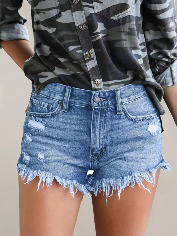 Avalynn Women's Casual Tassel High Waist Denim Shorts