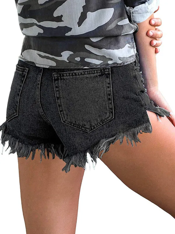 Avalynn Women's Casual Tassel High Waist Denim Shorts