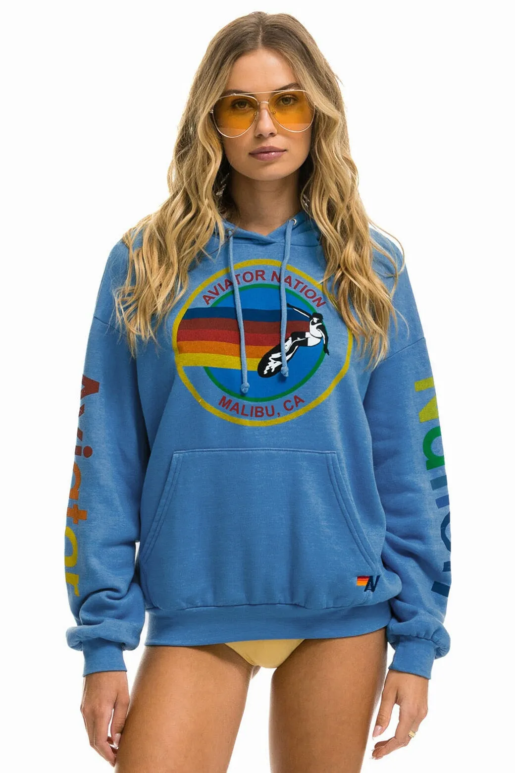 AVIATOR NATION MALIBU RELAXED PULLOVER HOODIE - COBALT