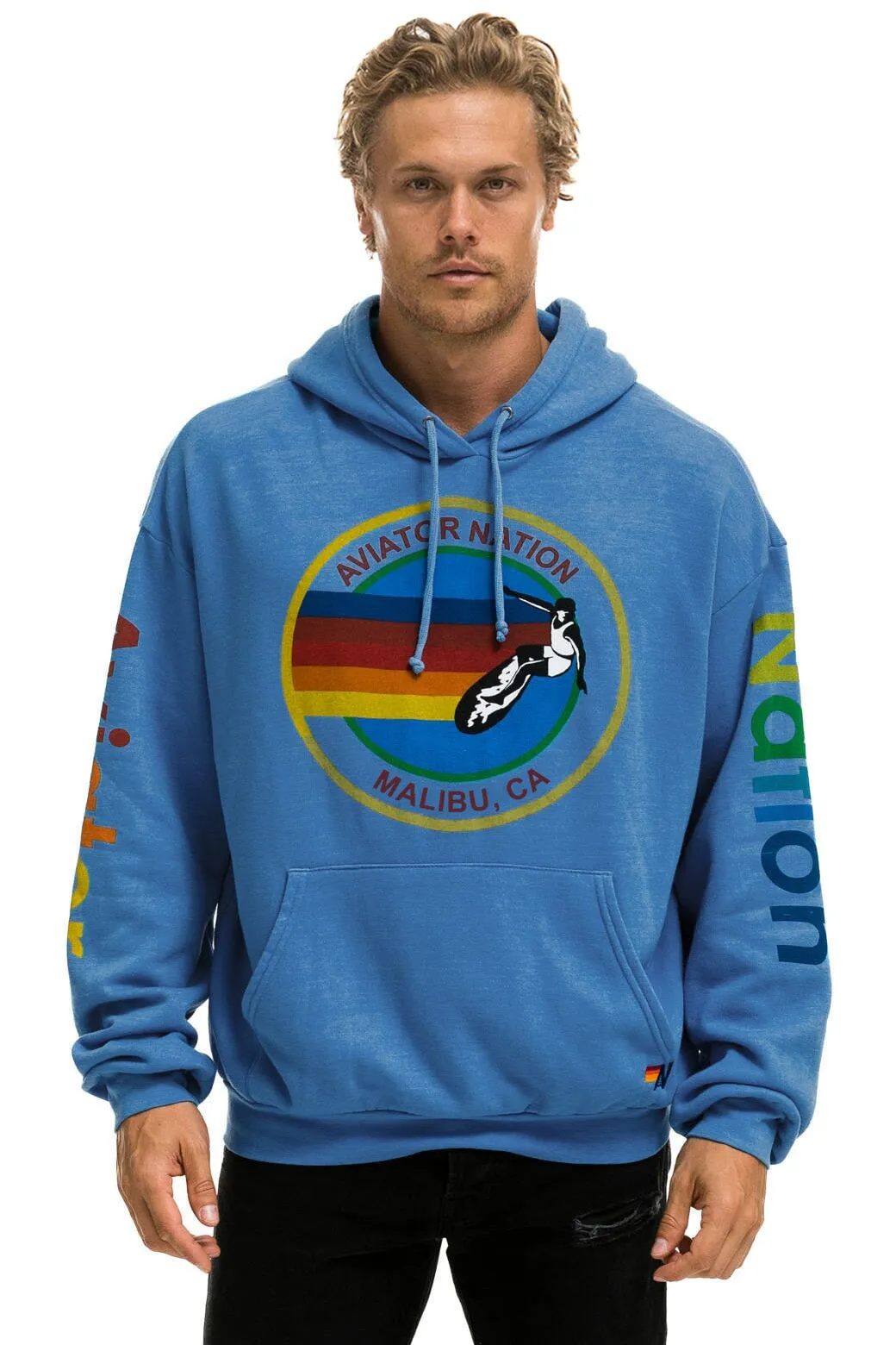 AVIATOR NATION MALIBU RELAXED PULLOVER HOODIE - COBALT