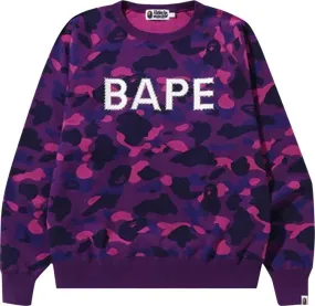 BAPE Color Camo Crystal Stone Relaxed Fit Crewneck 'Purple' Sweatshirt, Purple