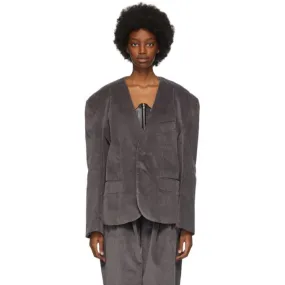 BARRAGAN Grey Corduroy Sin Solapa Blazer