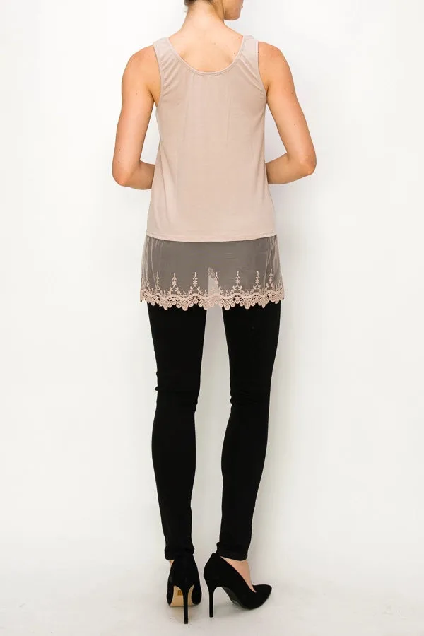 Bethany Lace Tank in Taupe