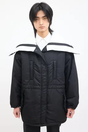 Black & White Sailor Collar Padded Coat