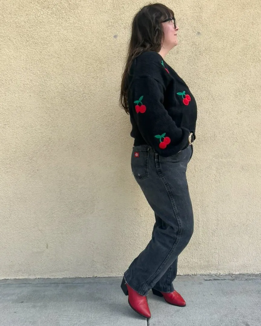 Black Cherry Embroidered Cardigan