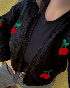 Black Cherry Embroidered Cardigan