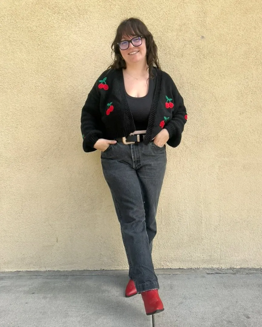 Black Cherry Embroidered Cardigan