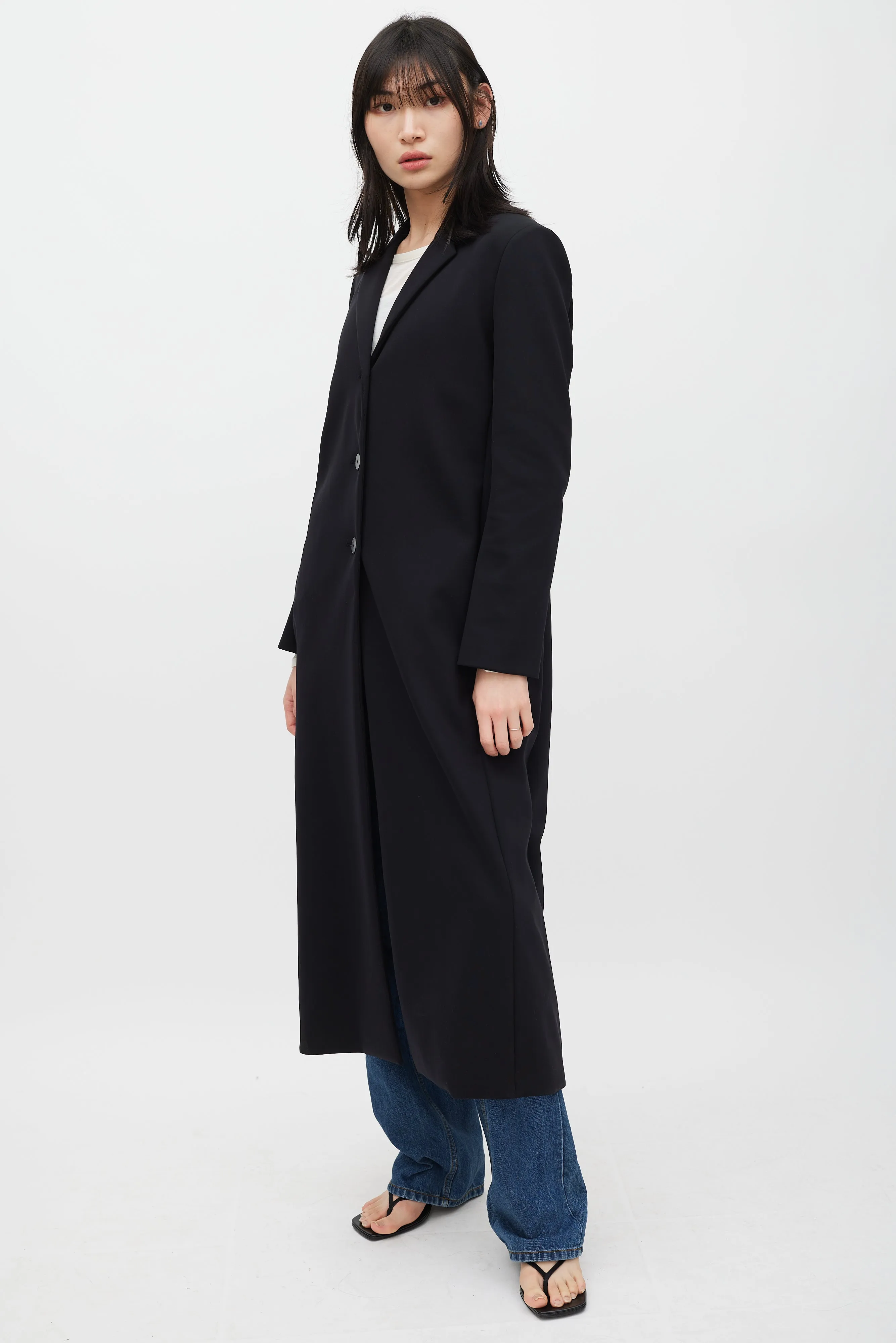 Black Nylon & Silk Lined Sallik Coat
