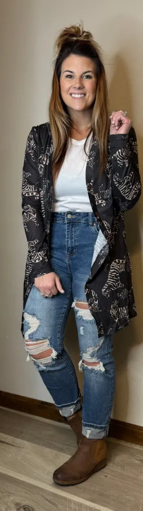 Black Wild Tiger Lightweight Cardigan