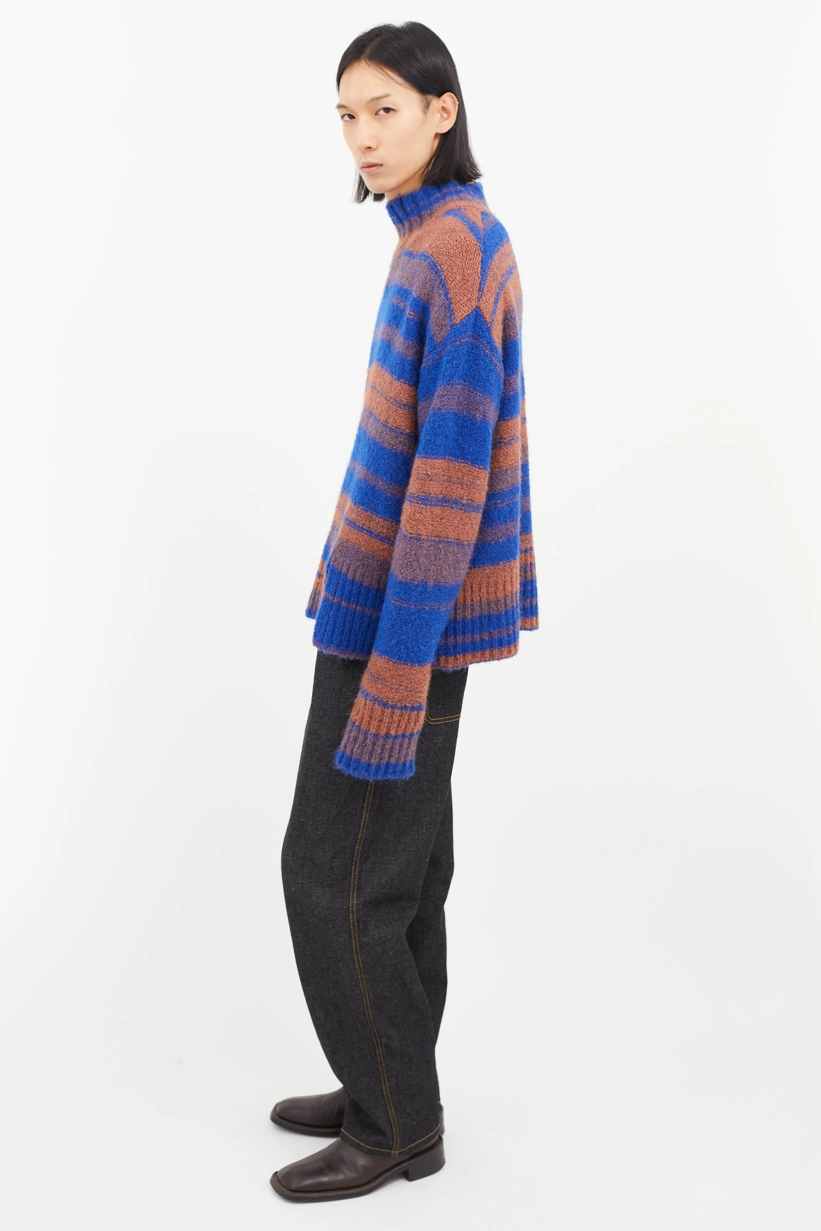 Blue & Orange Oversized Knit Sweater