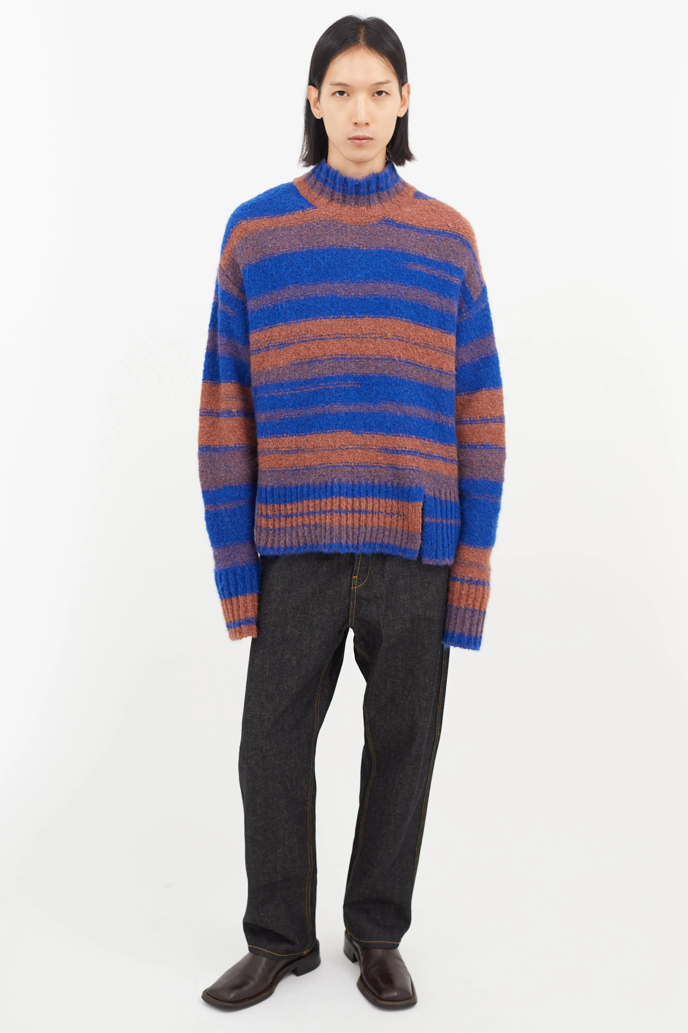Blue & Orange Oversized Knit Sweater