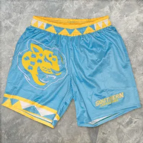 Blue casual print contrast shorts