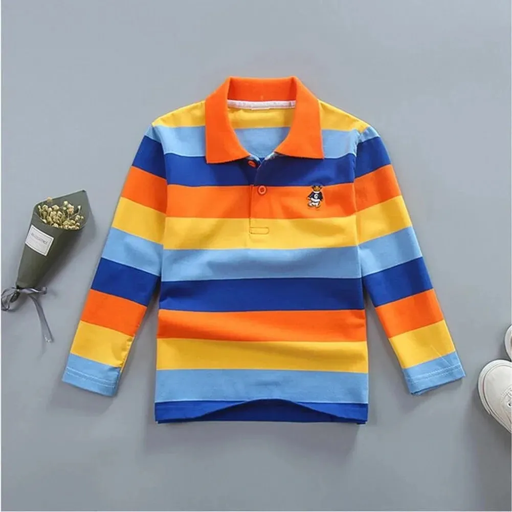 Boys T Shirt Long Sleeve  Striped Comfortable POLO Shirts