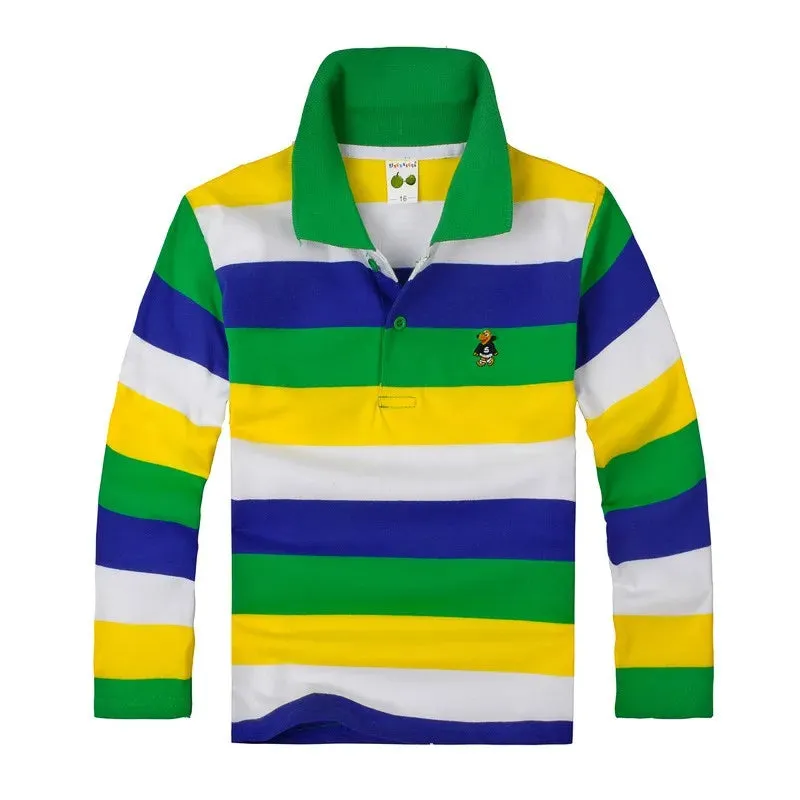 Boys T Shirt Long Sleeve  Striped Comfortable POLO Shirts