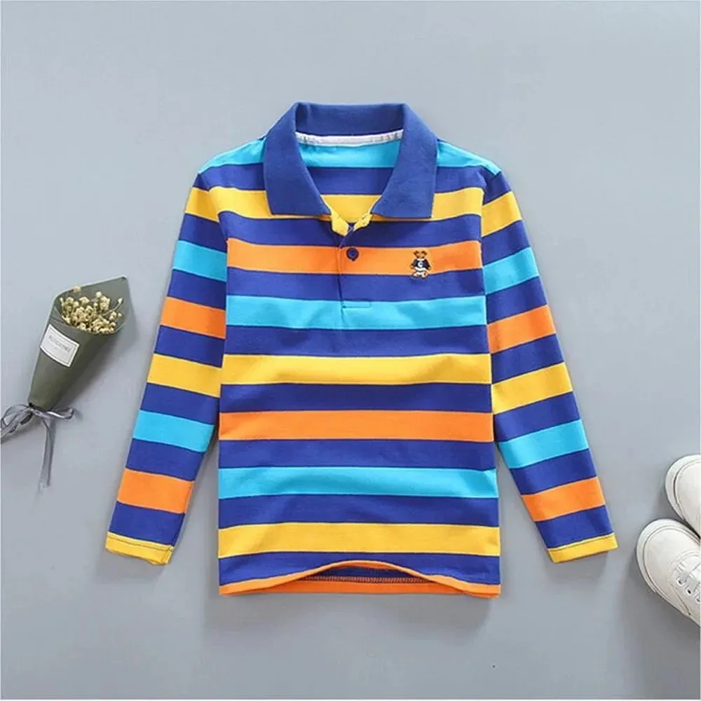Boys T Shirt Long Sleeve  Striped Comfortable POLO Shirts