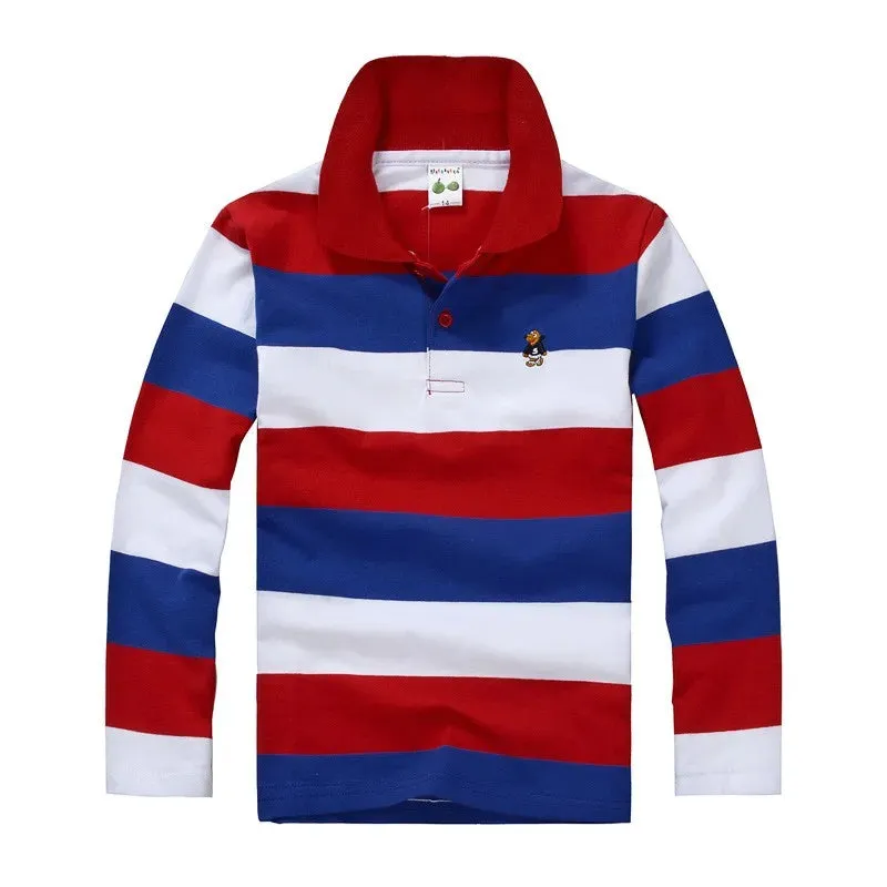 Boys T Shirt Long Sleeve  Striped Comfortable POLO Shirts