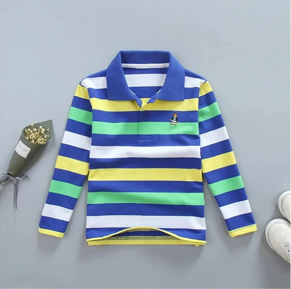 Boys T Shirt Long Sleeve  Striped Comfortable POLO Shirts