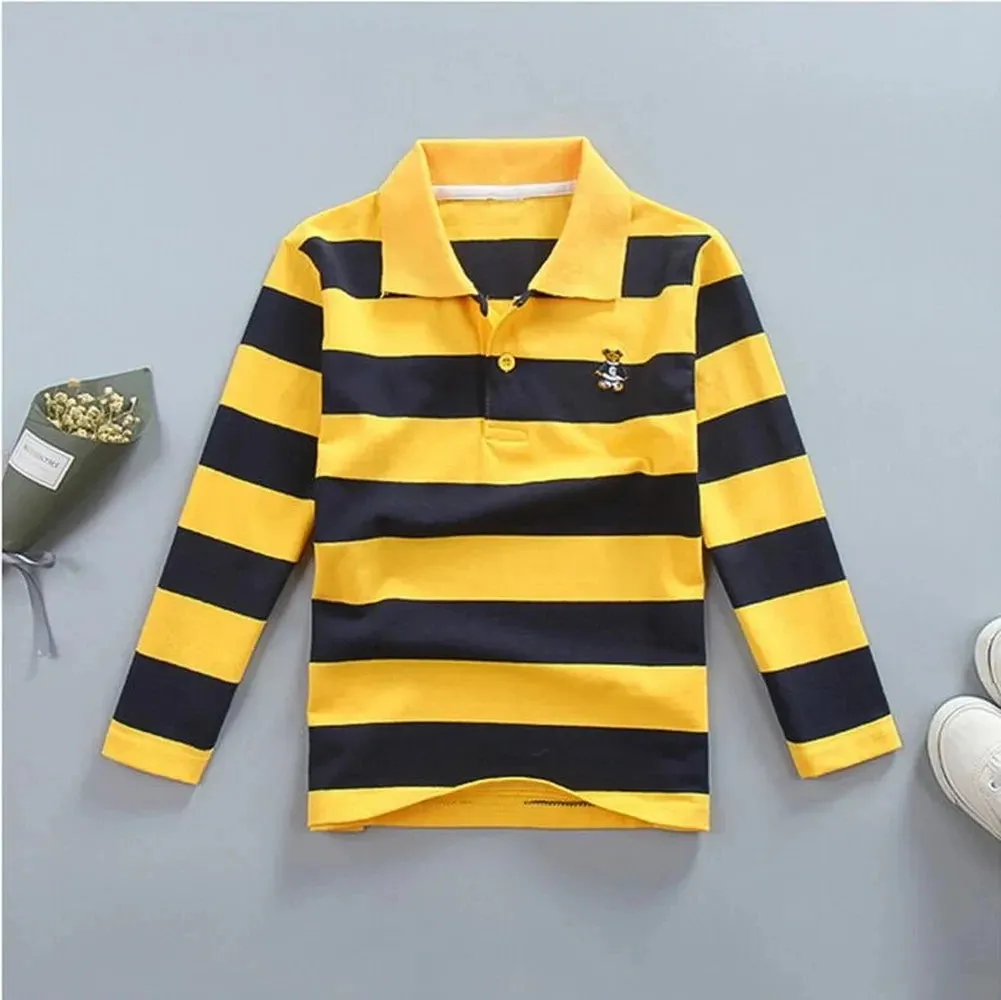 Boys T Shirt Long Sleeve  Striped Comfortable POLO Shirts