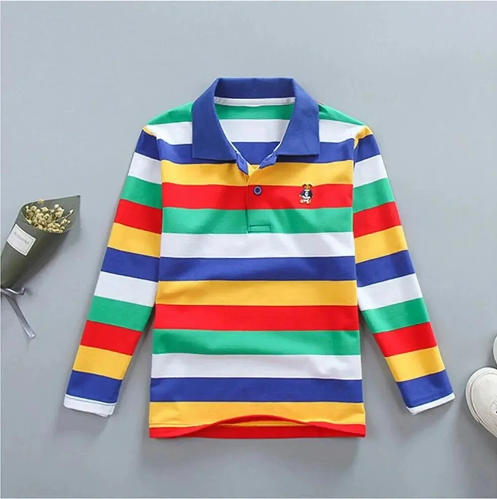 Boys T Shirt Long Sleeve  Striped Comfortable POLO Shirts