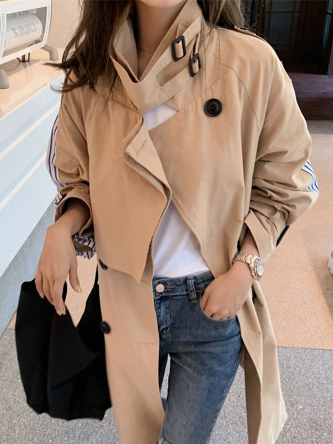 British style Loose Trendy Mid-Length Women's Windbreaker