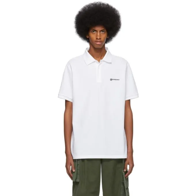 Burberry White Logo Oversized Polo