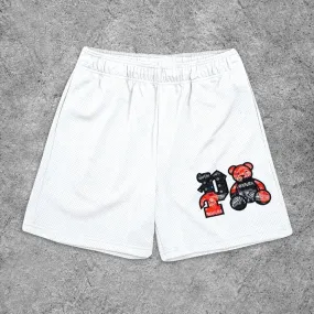 Casual Bear Print Mesh Shorts