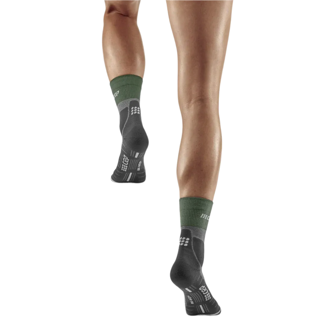 CEP Women's Hiking Merino Mid-Cut Socks - Green/Grey