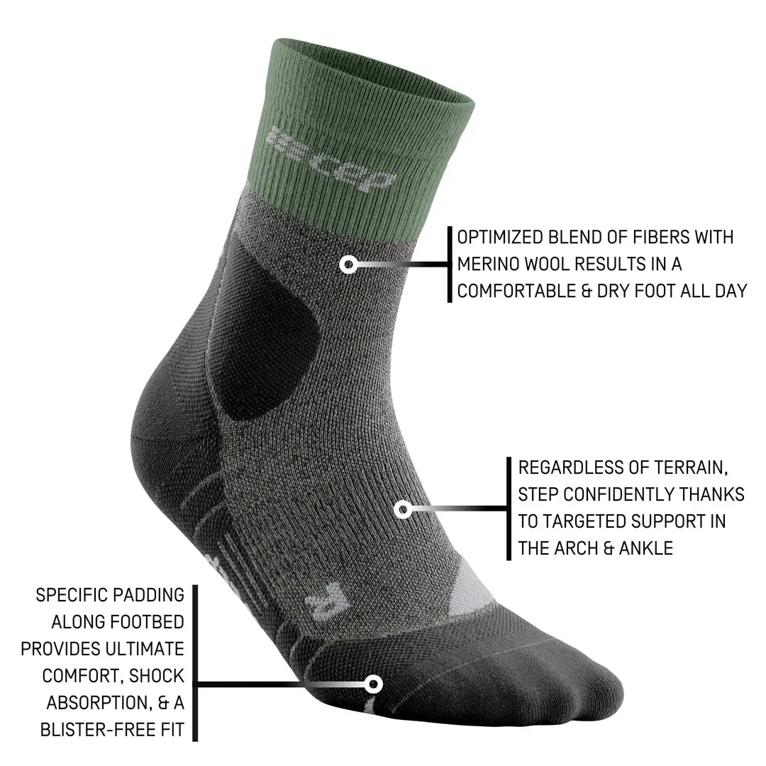 CEP Women's Hiking Merino Mid-Cut Socks - Green/Grey