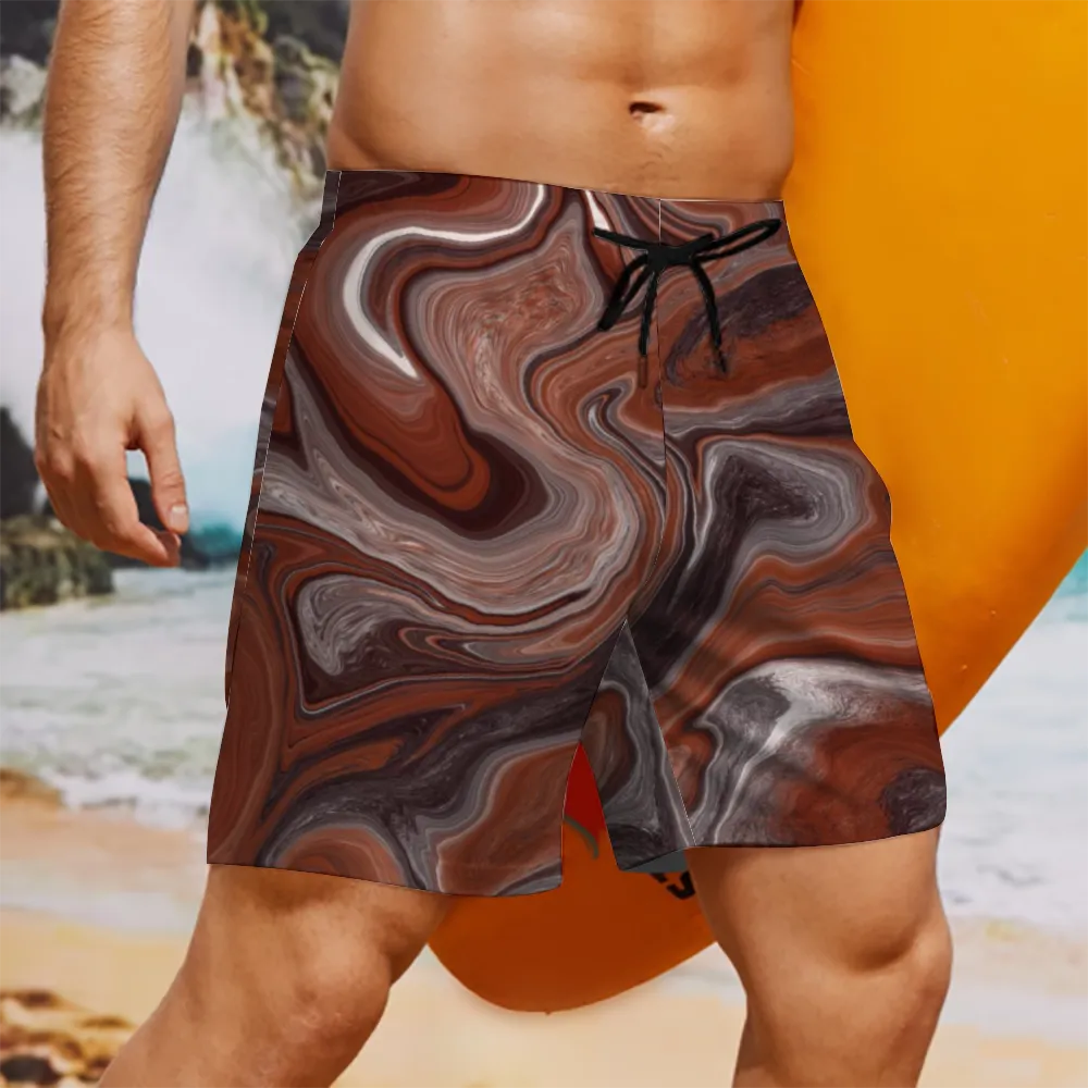 Choc Swirl Mens Double Layer Shorts with 4 Pockets up to 3 XL (FWS)