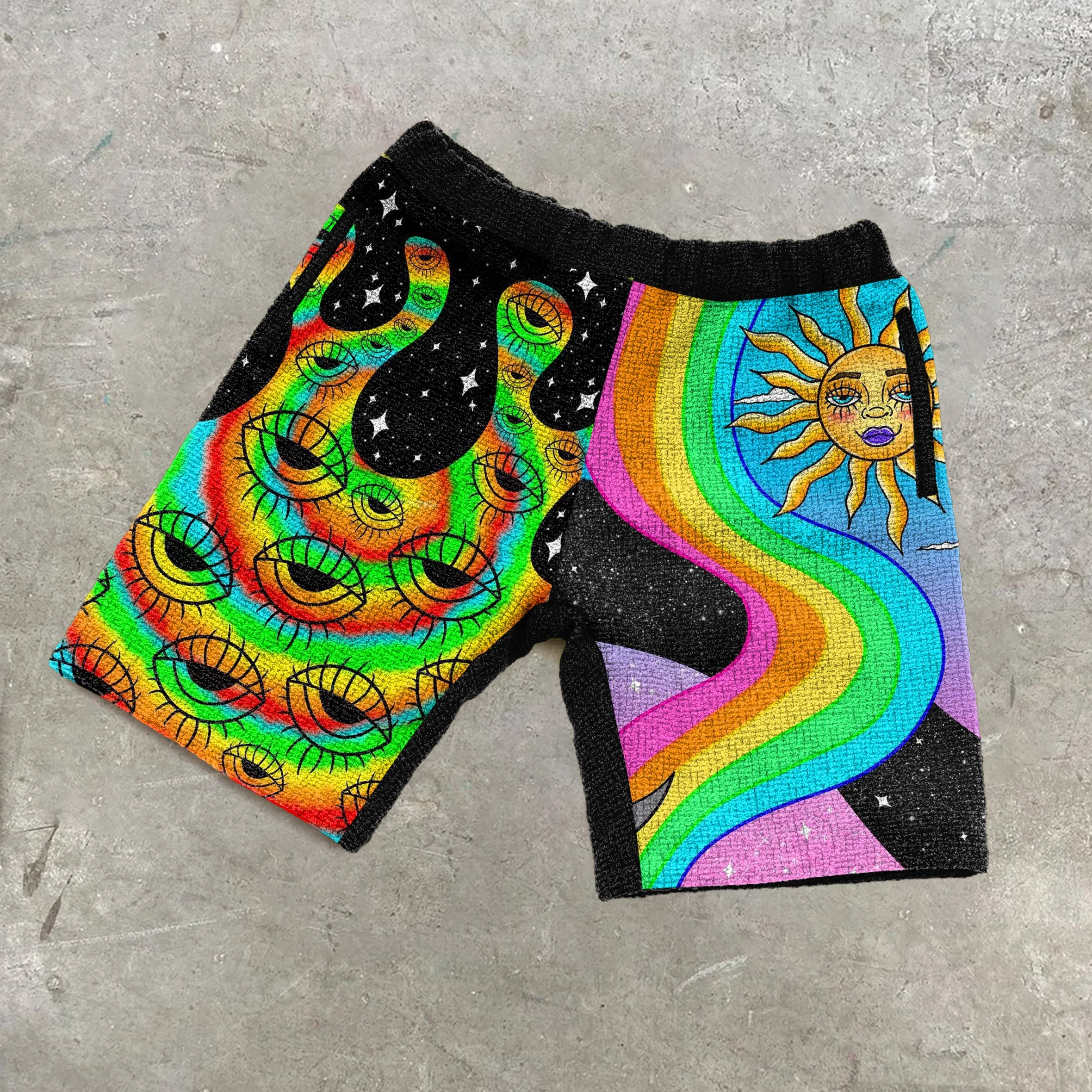 Contrasting Fashion Casual Art Print Shorts