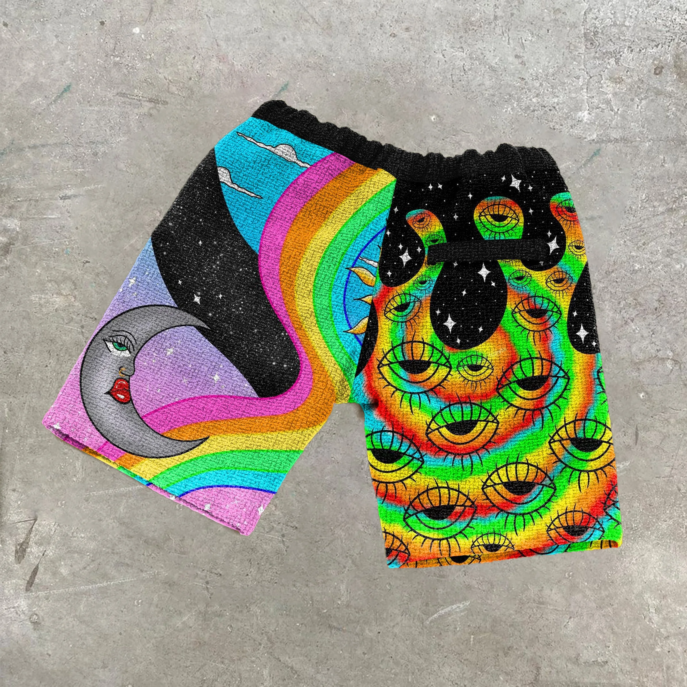 Contrasting Fashion Casual Art Print Shorts