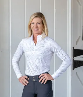 Correct Connect White & Silver Floral Cool and Comfortable Technical Riding Shirt