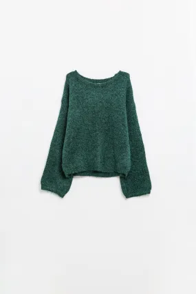 Cozy Balloon Sleeve Jumper in Emerald Green