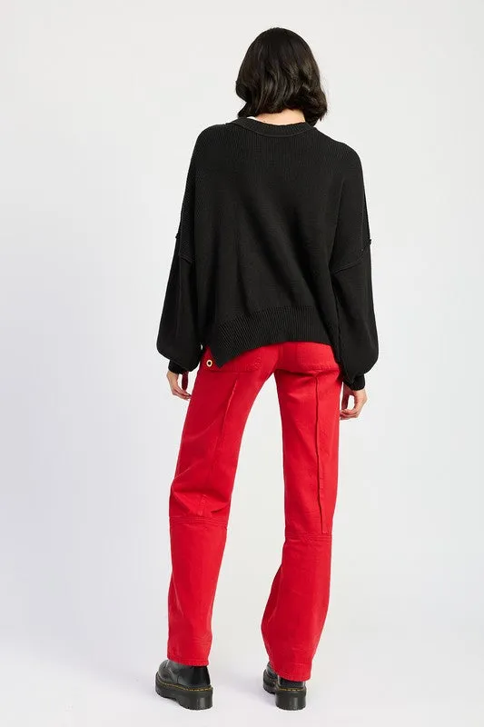 Cozy Casual Oversized Long Sleeve Sweater Top