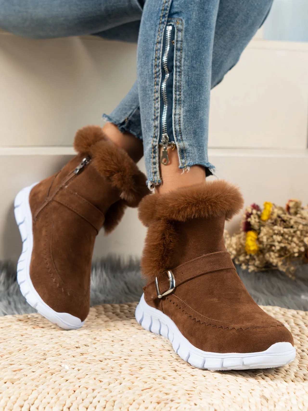 Cuzcare Orthopedic Women Boots Winter Fur Lining Extra Comfortable Warm Fashion Snow Boots