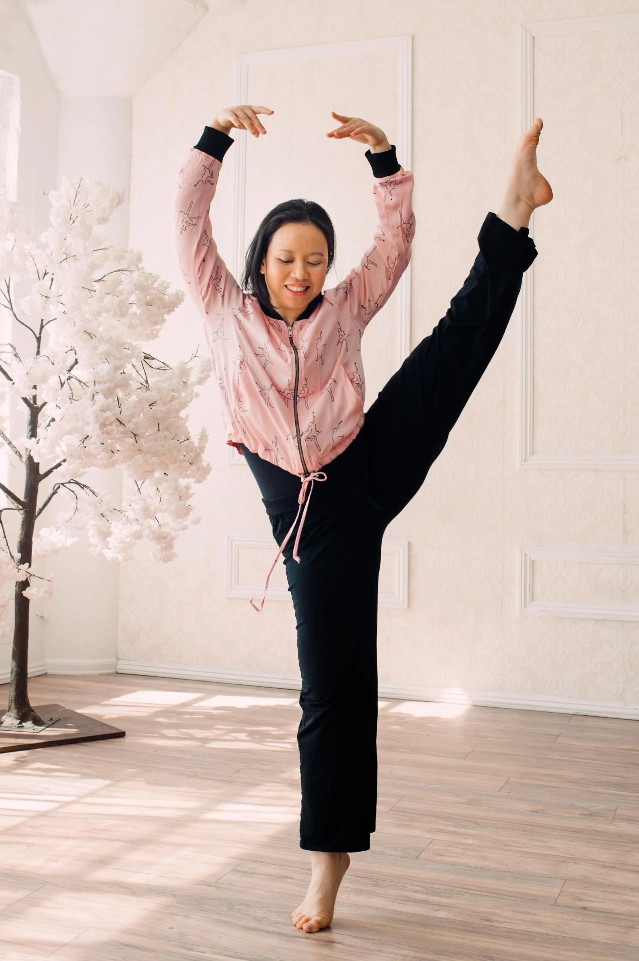 Dancing Ballerina Bomber in Pink   Black