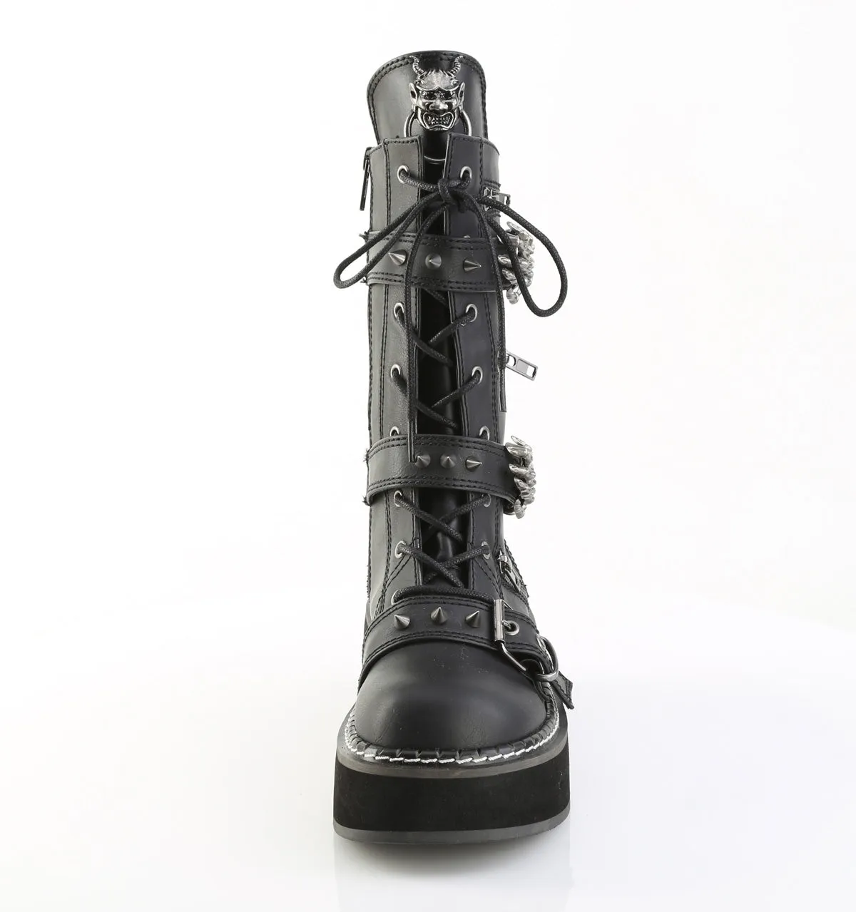 EMILY-82 DemoniaCult Black Vegan Leather Sexy Women's Mid-Calf & Knee High Boots (Alternative Footwear)