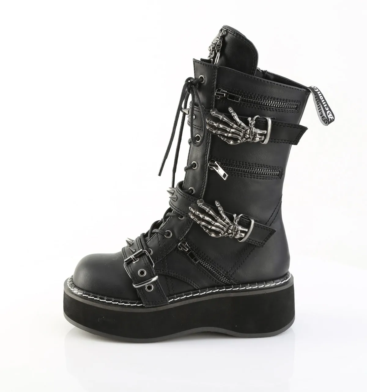 EMILY-82 DemoniaCult Black Vegan Leather Sexy Women's Mid-Calf & Knee High Boots (Alternative Footwear)