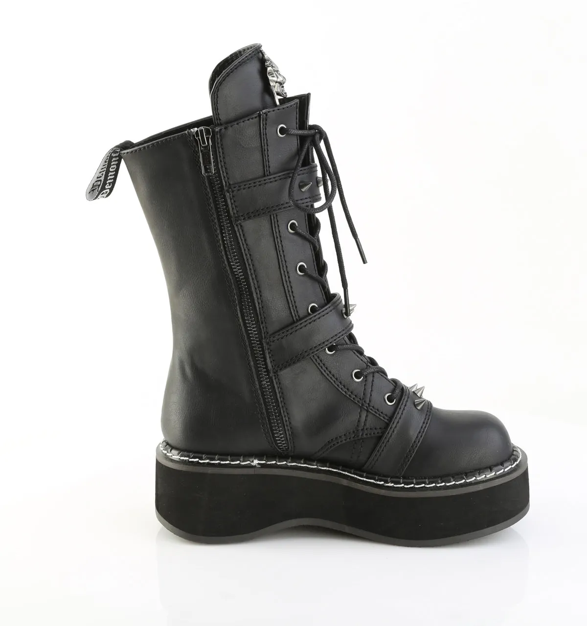 EMILY-82 DemoniaCult Black Vegan Leather Sexy Women's Mid-Calf & Knee High Boots (Alternative Footwear)