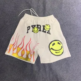 Flame smile casual sports shorts