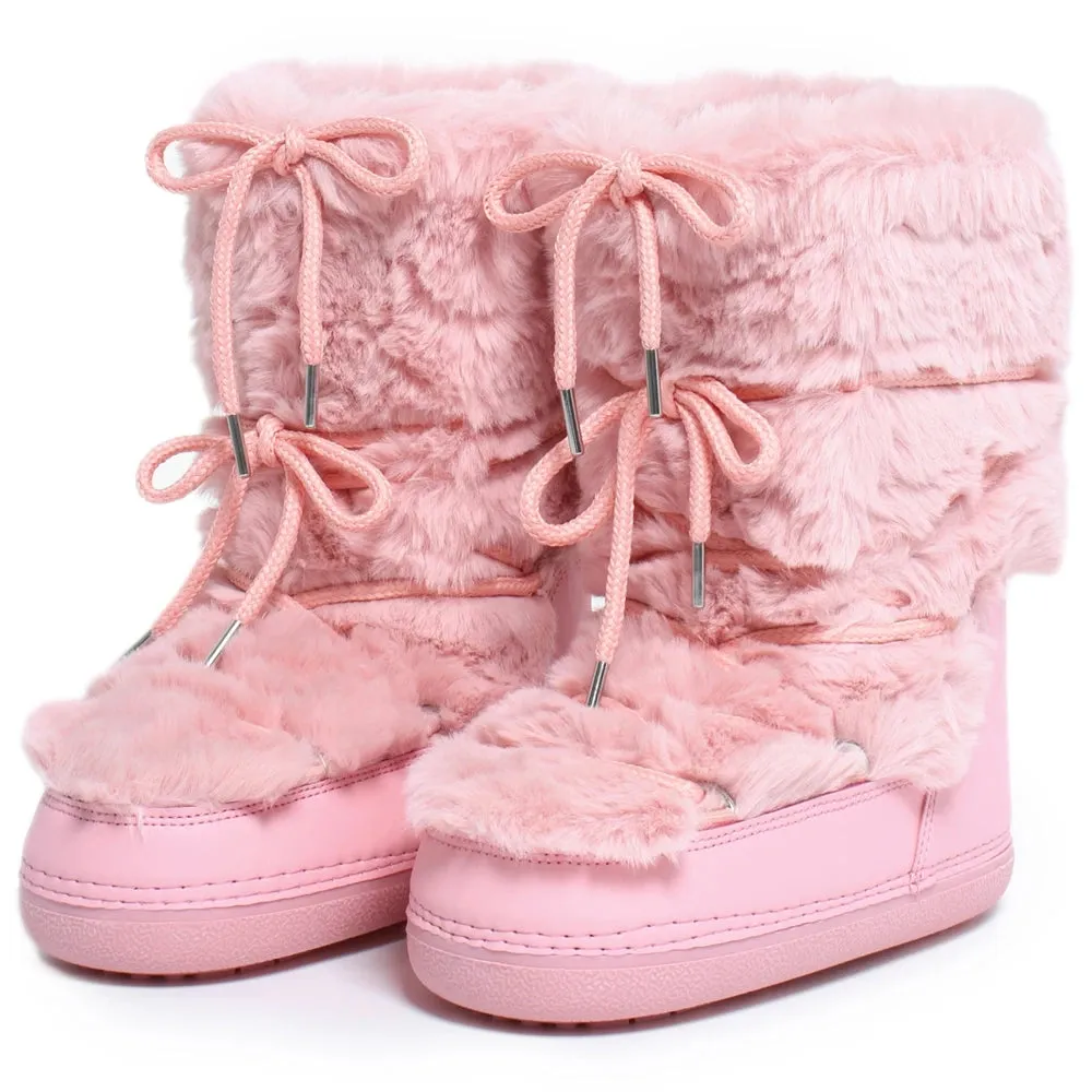 Fluffy Faux Fur Middle Calf Platform Snow Boots for Women