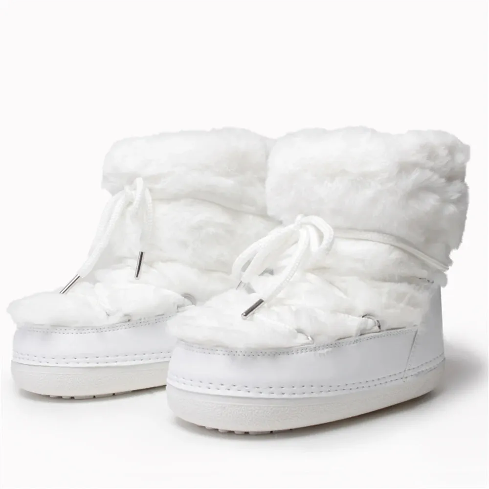 Fluffy Faux Fur Middle Calf Platform Snow Boots for Women