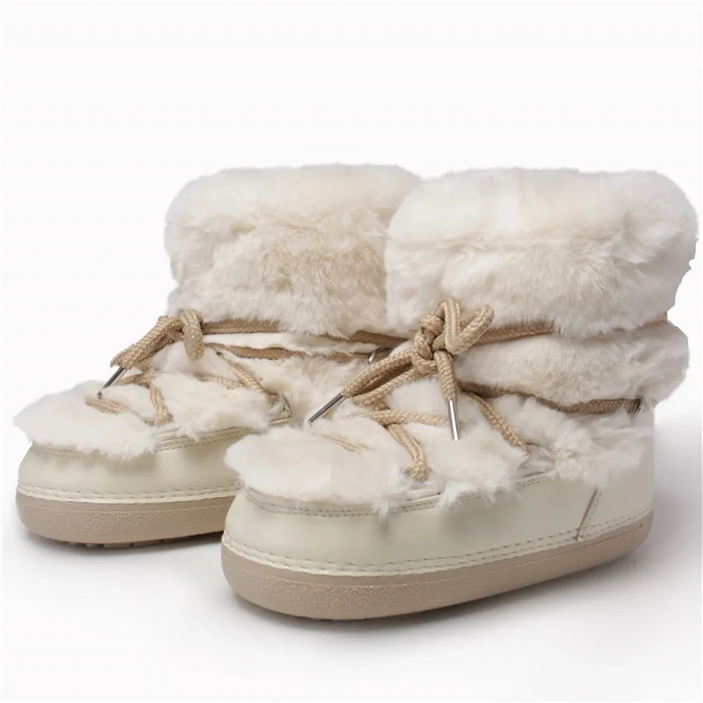 Fluffy Faux Fur Middle Calf Platform Snow Boots for Women